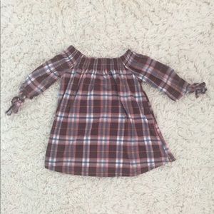 Plaid Mauve Off-The-Shoulder Top
